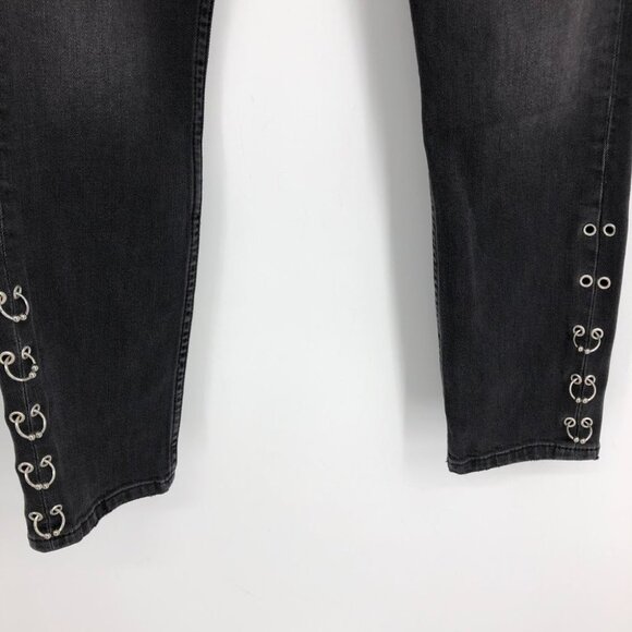 NWT The Kooples Charcoal Wash  Lizy Distressed SlimJeans w/ Piercings size 24 - Picture 7 of 16